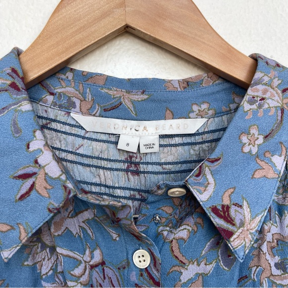 Veronica Beard Dazed Cornflower Floral Blouse Blue Size 8 - Picture 8 of 8